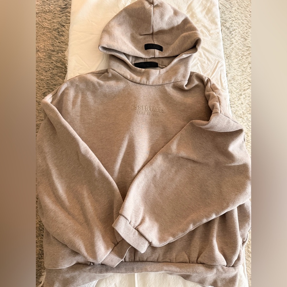 Fear of God Essentials Hoodie Oatmeal Taupe M Oversized Authentic